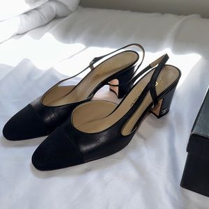 Preowned Authentic Chanel Black Slingback Heels 38
